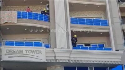 الحماية المدنية تنجح في إنقاذ قط سقط من شرفة الطابق الثالث بالإسكندرية|صور