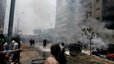 إصابة جميع طاقم حراسة النائب العام وإصابة شخصين في حادث الانفجار