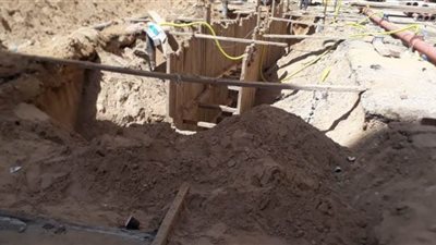 إصلاح هبوط أرضي بمنطقة طوسون في الإسكندرية | صور