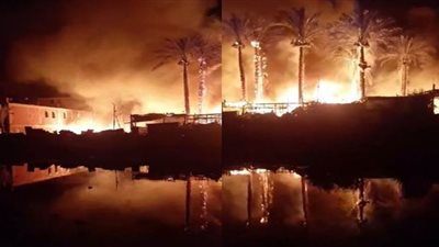 اللقطات الأولى لحريق سوق السيراميك بمؤسسة الزكاة في المرج | فيديو