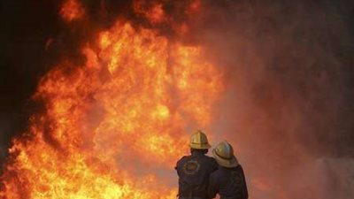 نشوب حريق بالحديقة الخاصة بمركز صحة نوبار بالقليوبية