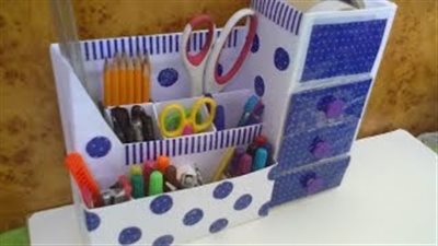 بالفيديو..اصنعي مع أبنائك منظما للأدوات المدرسية من الكرتون
