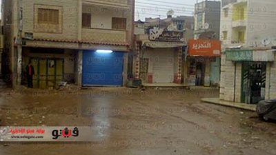 شلل مروري بكفرالشيخ بسبب الأمطار الغزيرة