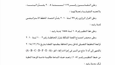تعديل خط تنظيم بمدينة رشيد
