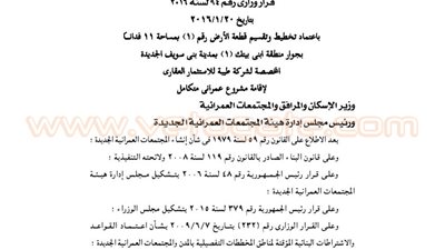 اعتماد تقسيم 11 فدانا بجوار «ابنى بيتك» لإقامة مشروع عمراني ببني سويف