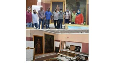 قيادات الترميم تتابع انتهاء ترميم أكبر مجموعة لوحات زيتية للأسرة العلوية  بمتحف المركبات الملكية