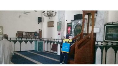 تطهير وتعقيم مسجد المرسى ابو العباس لمواجهة فيروس كورونا