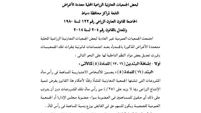 قرارات الجمعيات العمومية غير العادية بدمياط