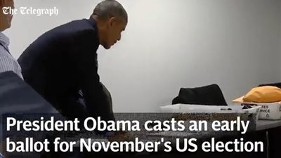 بالفيديو.. أوباما يُلقي النكات أثناء التصويت في الانتخابات الرئاسية