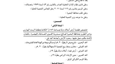 تخصيص 156م بالرست هاوس بوادى النطرون لإقامة مكتب عمل عليها