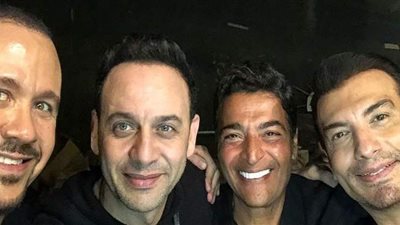 مصطفى قمر يعلن  عن عمل جديد يجمعه بهشام عباس وحميد الشاعري وإيهاب توفيق  | صور