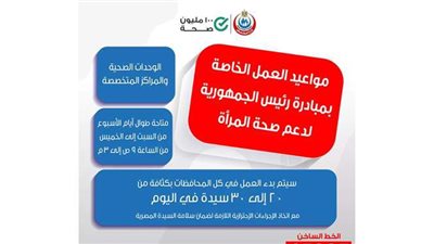 استكمال مبادرة صحة المرأة في المحافظات مع إجراءات الوقاية من كورونا