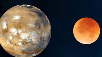 أجمل 4 صور لاقتران القمر بالكوكب الأحمر اليوم