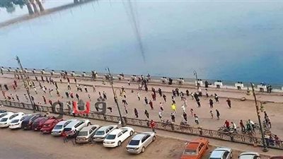 تفاصيل المبادرة الرياضية  على جسر النيل بالمنصورة | فيديو وصور