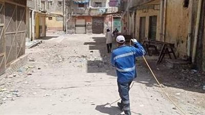 تطهير وتعقيم منطقة الهجانة بالإسكندرية بعد ظهور حالات إصابة بكورونا