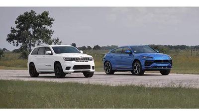 لامبورجيني أوروس تشارك في سباق تسارع ضد جيب جراند