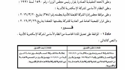 مد فترة تشغيل «الإسكندرية للأدوية» 25 عاما بعد انتهاء مهلتها