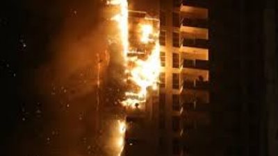 حريق هائل في برج سكني شهير بالإسماعيلية