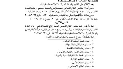 ملخص النظام الأساسى لجمعية إبداع للتنمية بالمراغة