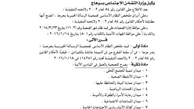 قيد ملخص جمعية الرسالة بجرجا