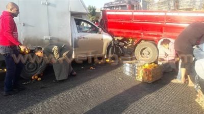 إصابة شخصين في تصادم ٤ سيارات بطريق «القاهرة ـ الإسكندرية» الزراعي