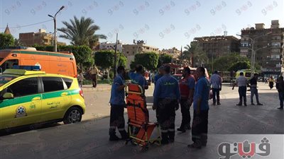 بالصور.. إصابة اثنين في تصادم قطارين بمحطة الإسماعيلية