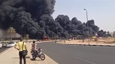 اللقطات الأولى لحريق طريق الإسماعيلية الصحراوى | فيديو