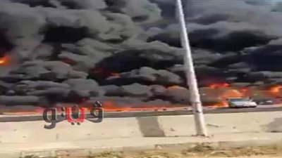 المباحث تستمع لشهود عيان حول حريق ماسورة مواد بترولية بطريق الإسماعيلية الصحراوي