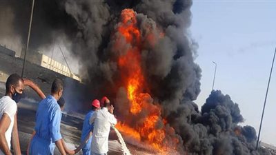 التحريات الأولية تكشف تفاصيل حريق خط البترول بطريق الإسماعيلية