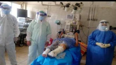 إجراء عملية تركيب شريحة ومسامير لمريض كورونا في 