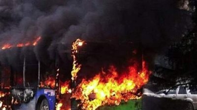 احتراق حافلة تقل نحو 40 أوكرانيّا بمقاطعة ليبيتسك