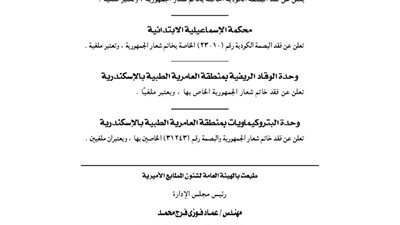معهد السكر ومحكمة الإسماعيلية يفقدان البصمة الكودية