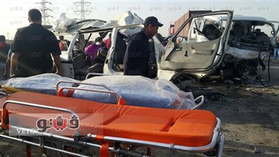 بالصور.. مصرع 9 وإصابة 6 في حادث تصادم ببورسعيد