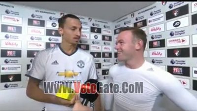 بالفيديو.. «إبراهيموفيتش» يمنح «روني» لقب رجل مباراة بورنموث