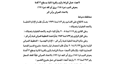 اعتماد مشروع تقسيم مسطح 3 أفدنة للجمعية التعاونية للبناء والإسكان بدمياط