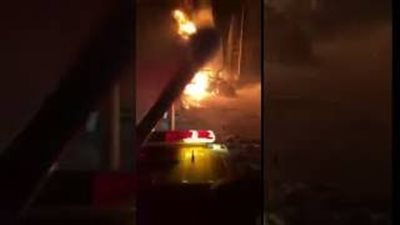 بالفيديو.. حريق خزان بترول خام تابع لشركة «أرامكو» السعودية