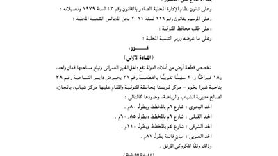 تخصيص قطعة الأرض المقام عليها مركز شباب بناحية شبرا بخوم