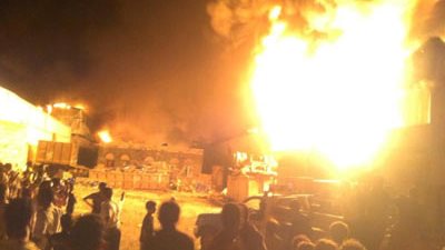 حريق هائل بأحد المحال بمنطقة العباسي الجديد في المحلة