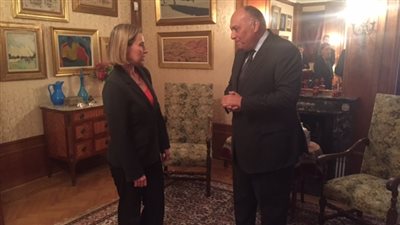 «شكري» يلتقي ممثلة الشئون الخارجية للاتحاد الأوروبي في بروكسل