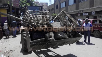 بالصور.. طوخ تشن حملة لرفع الإشغالات على الطريق الزراعي