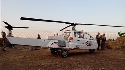 بالفيديو.. أول إقلاع تجريبي لـ«التوك توك الطائر» في الدقهلية