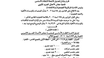 تعديل لائحة جمعية مجلس الأعمال المصرى الإثيوبى