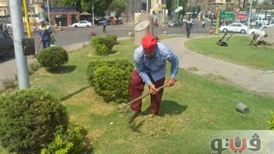 بالصور.. صيانة وإعادة زراعة ميدان الجلاء بالدقي