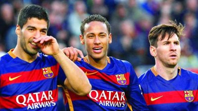 ميسي وسواريز ونيمار في هجوم برشلونة أمام لاس بالماس