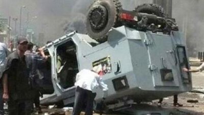 إصابة مجند ببتر باليد في انقلاب مدرعة برفح