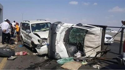 إصابة 8 أشخاص في حادث انقلاب ميكروباص بطريق الكريمات الصحراوى