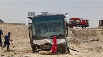 ارتفاع مصابي حادث انقلاب أتوبيس نقل عام بطريق 