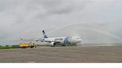 مطار إنجامينا يحتفل باستئناف مصر للطيران حركة الطيران إلى تشاد