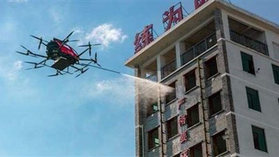 ابتكار أول عربة جوية ذاتية القيادة لإطفاء حرائق المباني الشاهقة‎ | صور