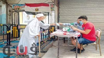 بالصور.. متطوعون يوزعون الكمامات على الناخبين بالإسماعيلية
